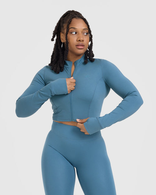 Oner Modal Timeless Crop Jacket | Moonstone Blue