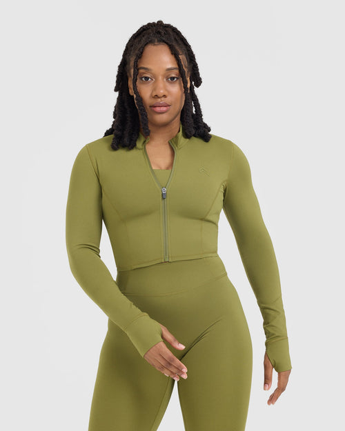 Oner Modal Timeless Crop Jacket | Olive Green