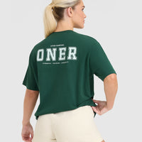 Classic Oversized Lightweight T-Shirt with Printed Logo | Racing Green