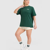 Classic Oversized Lightweight T-Shirt with Printed Logo | Racing Green
