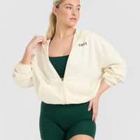 Lightweight Zip Through Hoodie with Printed Logo | Off White