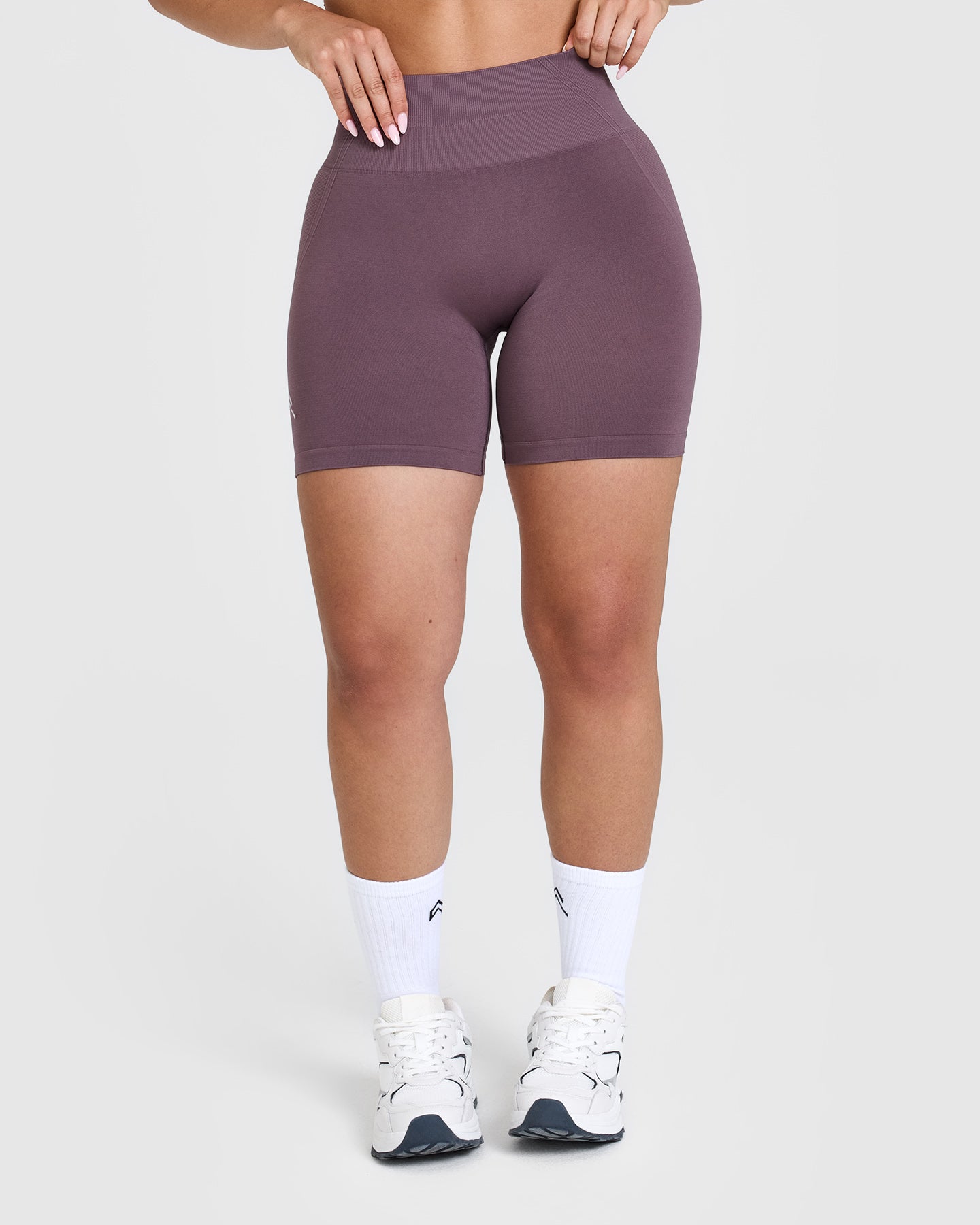 Effortless Seamless Shorts with White Logo | Vintage Purple