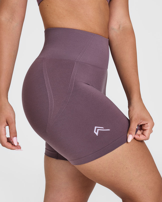Effortless Seamless Shorts with White Logo | Vintage Purple