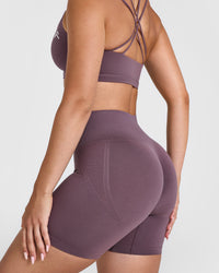 Effortless Seamless Shorts with White Logo | Vintage Purple