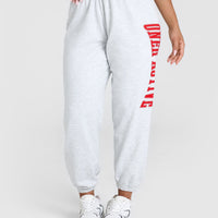 Lightweight Jogger with Red Graphic | Light Grey Marl