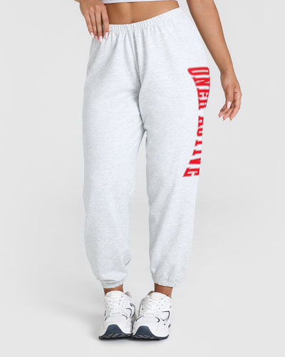 Lightweight Joggers with Red Graphic | Light Grey Marl