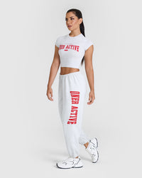 Lightweight Joggers with Red Graphic | Light Grey Marl