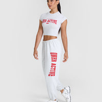 Lightweight Jogger with Red Graphic | Light Grey Marl