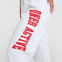 Lightweight Jogger with Red Graphic | Light Grey Marl