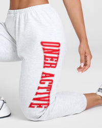 Lightweight Joggers with Red Graphic | Light Grey Marl