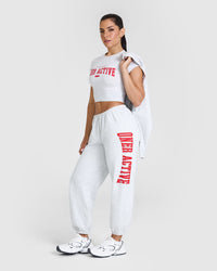 Lightweight Jogger with Red Graphic | Light Grey Marl
