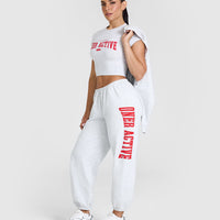 Lightweight Jogger with Red Graphic | Light Grey Marl