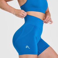 Effortless Seamless Shorts with White Logo | Retro Blue