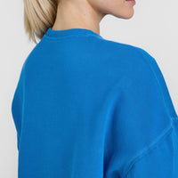 Raw Lounge Crop Sweatshirt with Graphic | Retro Blue