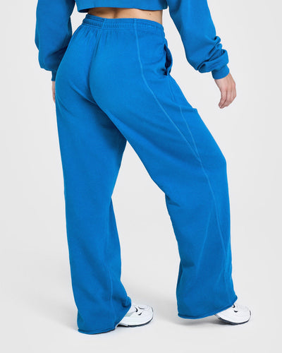 Raw Lounge Wide Leg Joggers with Graphic | Retro Blue
