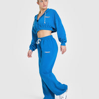 Raw Lounge Wide Leg Joggers with Graphic | Retro Blue