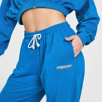 Raw Lounge Wide Leg Joggers with Graphic | Retro Blue