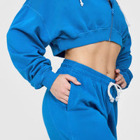 Raw Lounge Wide Leg Joggers with Graphic | Retro Blue