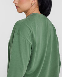 Classic Oversized Lightweight Long Sleeve Top | Washed Forest Green