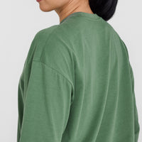 Classic Oversized Lightweight Long Sleeve Top | Washed Forest Green