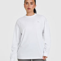 Classic Oversized Lightweight Long Sleeve Top | White