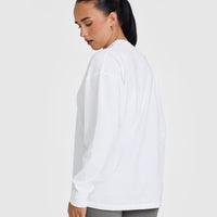 Classic Oversized Lightweight Long Sleeve Top | White