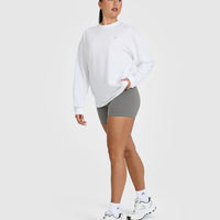 Classic Oversized Lightweight Long Sleeve Top | White