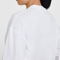 Classic Oversized Lightweight Long Sleeve Top | White