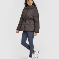Mid Length Puffer Jacket | Truffle Brown