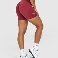 Effortless Seamless Shorts with White Logo | Burnt Cherry