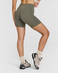 SoftMotion™ Cycling Shorts 8" with White Logo | Alpine Green