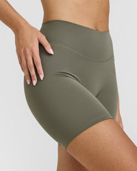 SoftMotion™ Cycling Shorts 8" with White Logo | Alpine Green