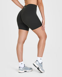 SoftMotion™ Cycling Shorts 8" with White Logo | Soft Black