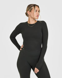 Mellow™ Rib Mid Long Sleeve Top | Soft Black