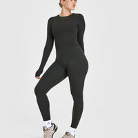 Mellow™ Rib Mid Long Sleeve Top | Soft Black
