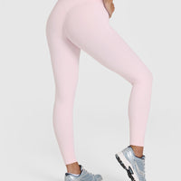 SoftMotion™ Leggings with White Logo | Ballet Pink