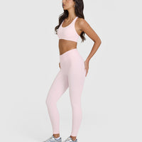 SoftMotion™ Leggings with White Logo | Ballet Pink