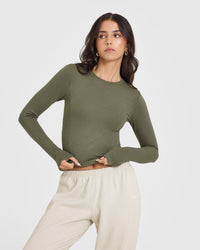 Mellowâ„¢ Rib Mid Long Sleeve Top | Alpine Green