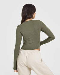Mellowâ„¢ Rib Mid Long Sleeve Top | Alpine Green