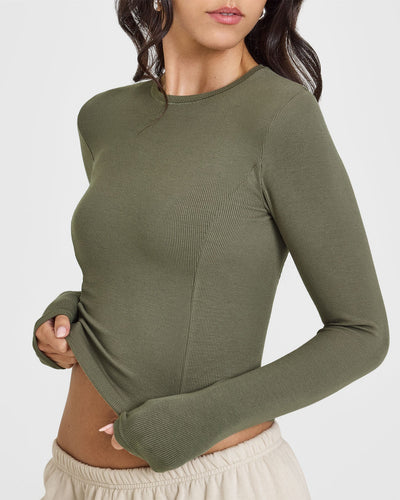 Mellowâ„¢ Rib Mid Long Sleeve Top | Alpine Green