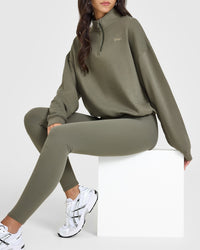 Mid Weight 1/4 Zip Sweatshirt | Alpine Green