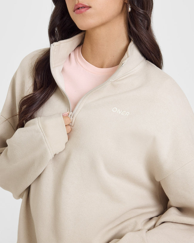 Mid Weight 1/4 Zip Sweatshirt | Sand