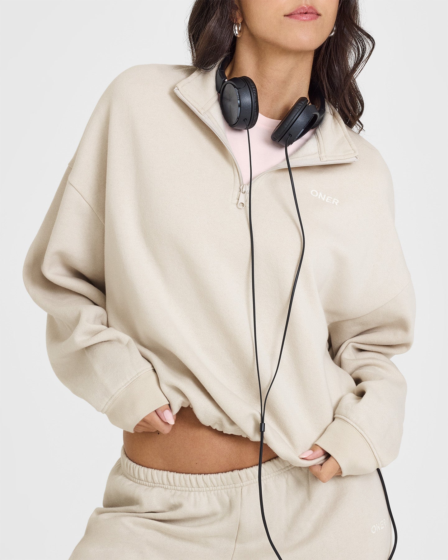 Mid Weight 1/4 Zip Sweatshirt | Sand