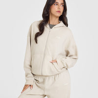 Mid Weight Zip Through Hoodie | Sand