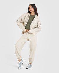 Mid Weight Zip Through Hoodie | Sand