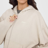 Mid Weight Zip Through Hoodie | Sand