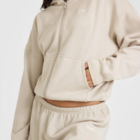 Mid Weight Zip Through Hoodie | Sand