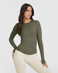 Mellow™ Rib Long Sleeve Top | Alpine Green