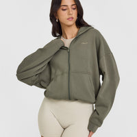 Mid Weight Zip Through Hoodie | Alpine Green