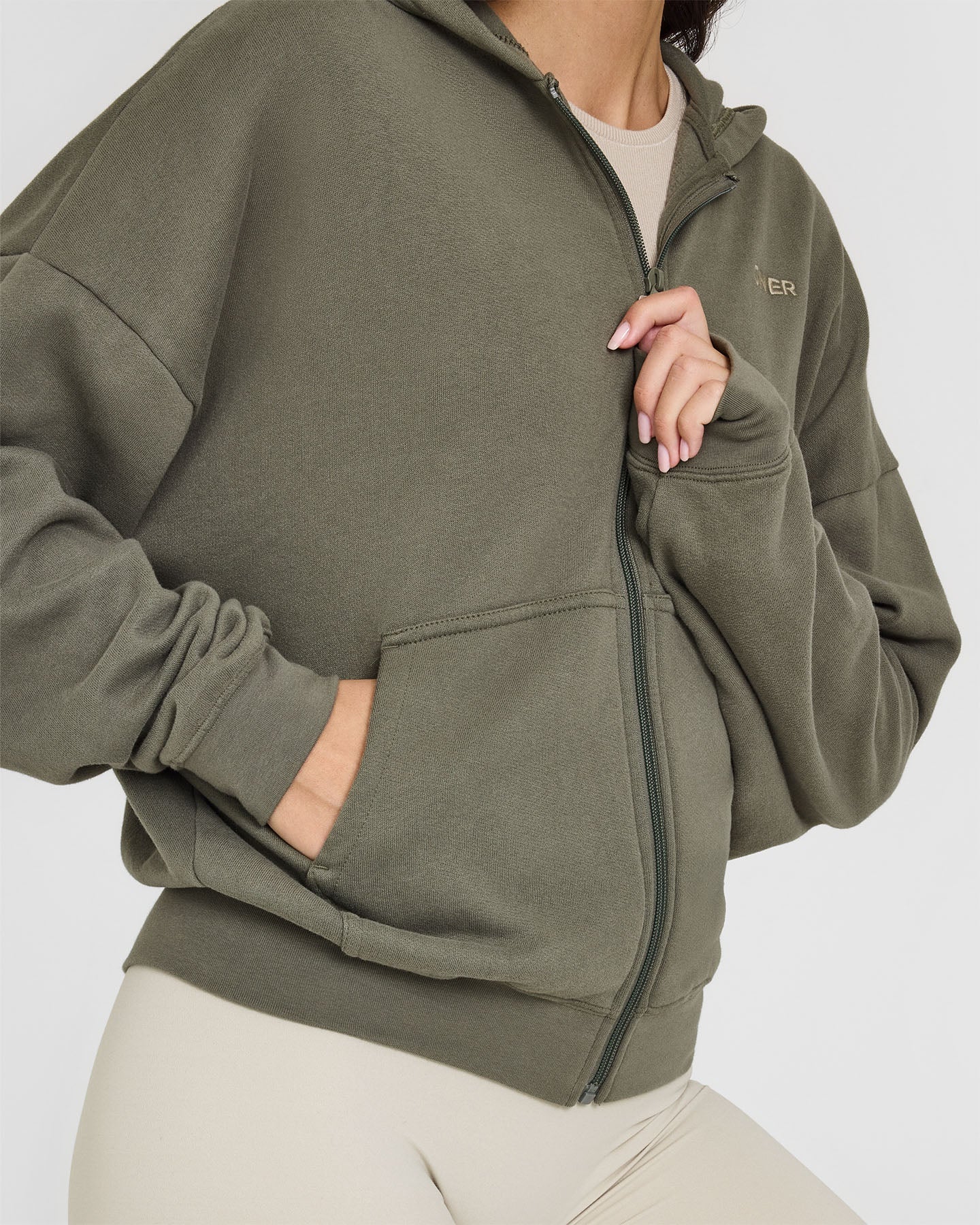 Mid Weight Zip Through Hoodie | Alpine Green